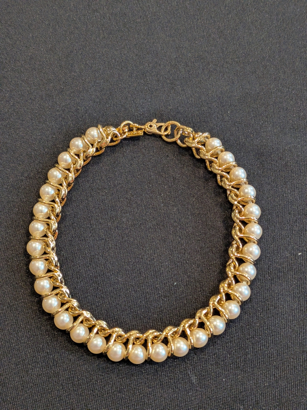 Monet Vintage 1990s Gold Tone Faux Pearl - Elegant Women's Bracelet